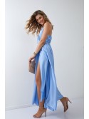 Rochie maxi wrap cu curea, albastru 53535 - Magazin online - Boutique